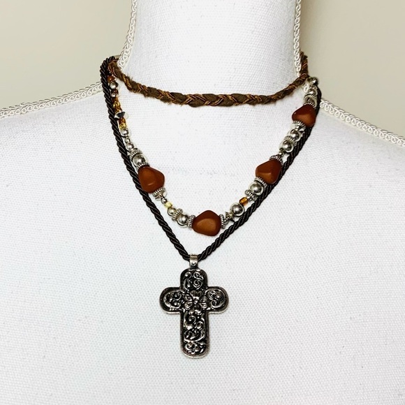 NWT Free People Roadrunner Boho Layered Cross Necklace Women One Size Adjustable - Picture 4 of 4